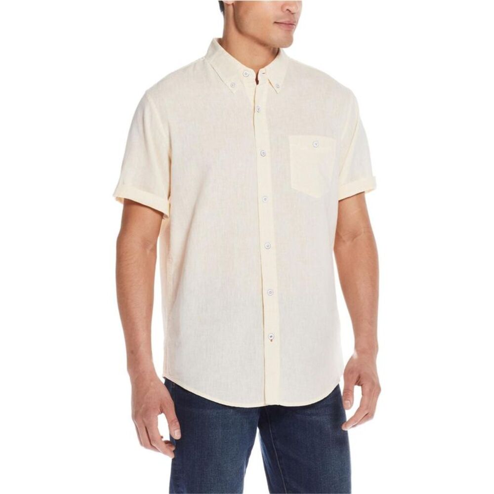 Weatherproof Mens Linen Button Up Shirt, NWT